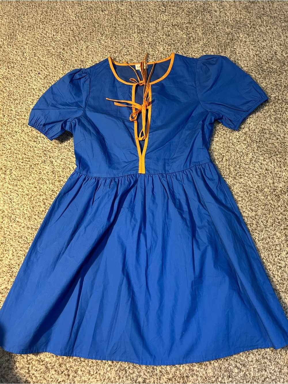 Le Lis Royal Blue Mini Dress with Orange Trim NEVER WoRN